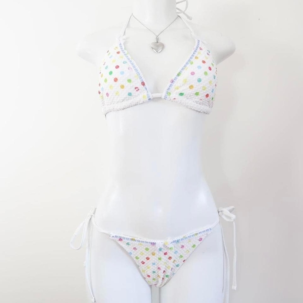 Pastel Polka Dot String Bikini Set Coquette Swimwear